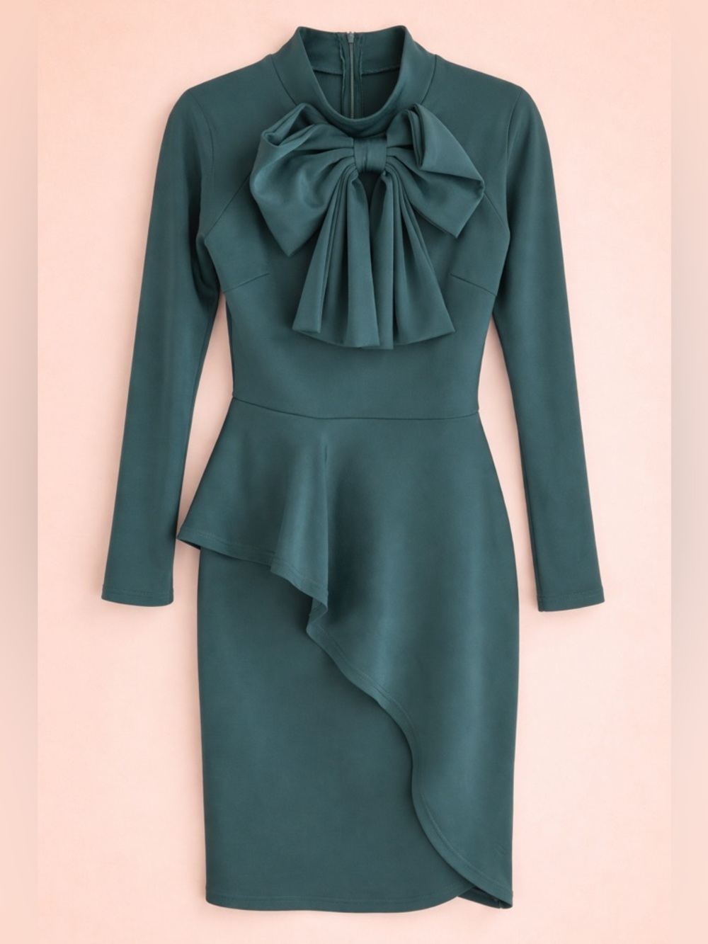 EMRALD GREEN BOW COCKTAIL DRESS